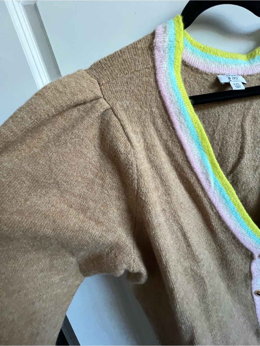 crown & ivy Camel Cardigan with Pastel Trim - Picture 5 of 6